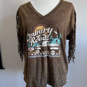 Rock and Roll Cowgirl shirt with fringe